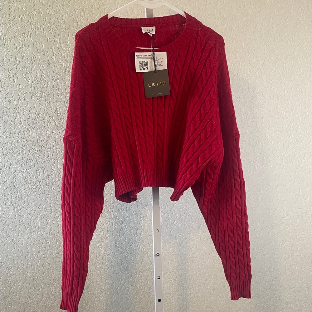 Le Lis Women's Vibrant Red Cable‎ Knit Sweater